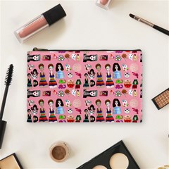 Drawing Collage Pink Cosmetic Bag (medium)