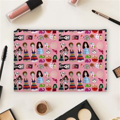 Drawing Collage Pink Cosmetic Bag (large)