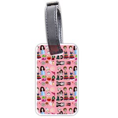 Drawing Collage Pink Luggage Tag (one Side) by snowwhitegirl