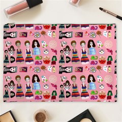 Drawing Collage Pink Cosmetic Bag (xxl)