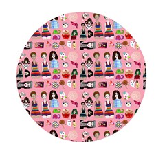 Drawing Collage Pink Mini Round Pill Box (pack Of 3)