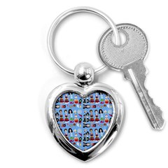 Drawing Collage Blue Key Chain (heart)