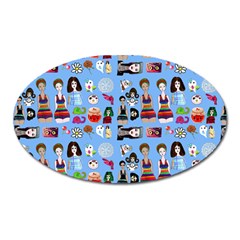 Drawing Collage Blue Oval Magnet by snowwhitegirl