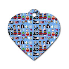 Drawing Collage Blue Dog Tag Heart (two Sides) by snowwhitegirl