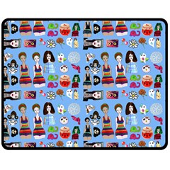 Drawing Collage Blue Fleece Blanket (medium)  by snowwhitegirl