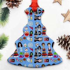 Drawing Collage Blue Christmas Tree Ornament (two Sides) by snowwhitegirl