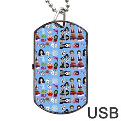 Drawing Collage Blue Dog Tag Usb Flash (two Sides) by snowwhitegirl