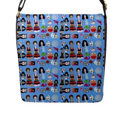 Drawing Collage Blue Flap Closure Messenger Bag (l) by snowwhitegirl