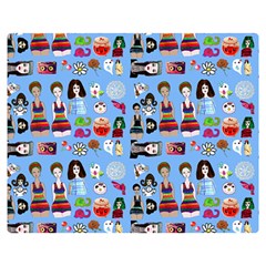 Drawing Collage Blue Double Sided Flano Blanket (medium)  by snowwhitegirl