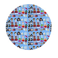 Drawing Collage Blue Mini Round Pill Box (pack Of 3) by snowwhitegirl