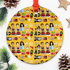 Drawing Collage Yellow Ornament (round) by snowwhitegirl