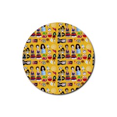 Drawing Collage Yellow Rubber Coaster (round)  by snowwhitegirl