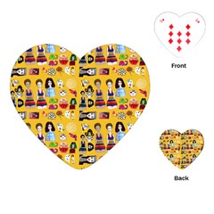 Drawing Collage Yellow Playing Cards Single Design (heart) by snowwhitegirl