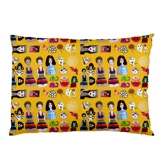 Drawing Collage Yellow Pillow Case by snowwhitegirl