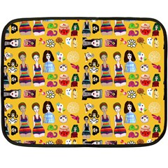 Drawing Collage Yellow Double Sided Fleece Blanket (mini)  by snowwhitegirl