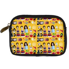 Drawing Collage Yellow Digital Camera Leather Case by snowwhitegirl