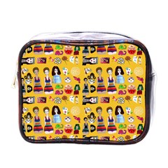 Drawing Collage Yellow Mini Toiletries Bag (one Side) by snowwhitegirl