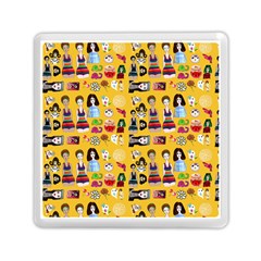 Drawing Collage Yellow Memory Card Reader (square)