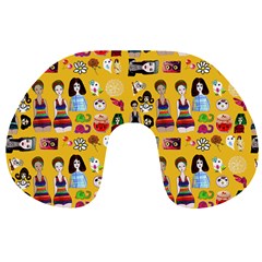 Drawing Collage Yellow Travel Neck Pillow by snowwhitegirl