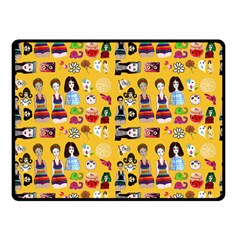 Drawing Collage Yellow Double Sided Fleece Blanket (small)  by snowwhitegirl