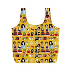 Drawing Collage Yellow Full Print Recycle Bag (m) by snowwhitegirl