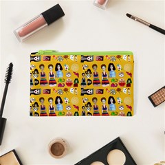 Drawing Collage Yellow Cosmetic Bag (xs)