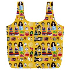 Drawing Collage Yellow Full Print Recycle Bag (xxl)