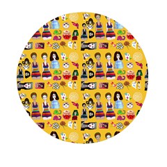 Drawing Collage Yellow Mini Round Pill Box (pack Of 5)