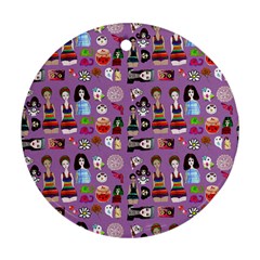 Drawing Collage Purple Ornament (round) by snowwhitegirl