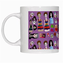 Drawing Collage Purple White Mugs by snowwhitegirl