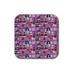 Drawing Collage Purple Rubber Coaster (square)  by snowwhitegirl