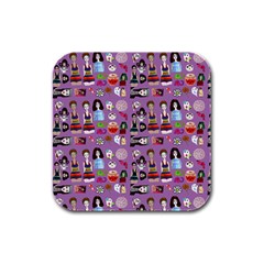 Drawing Collage Purple Rubber Square Coaster (4 Pack)  by snowwhitegirl