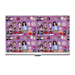 Drawing Collage Purple Business Card Holder