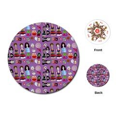 Drawing Collage Purple Playing Cards Single Design (round)