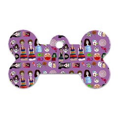 Drawing Collage Purple Dog Tag Bone (two Sides) by snowwhitegirl