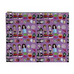 Drawing Collage Purple Cosmetic Bag (xl)