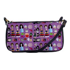 Drawing Collage Purple Shoulder Clutch Bag by snowwhitegirl