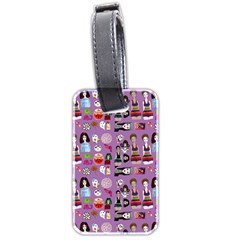 Drawing Collage Purple Luggage Tag (two Sides) by snowwhitegirl