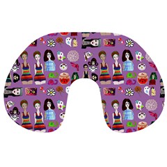 Drawing Collage Purple Travel Neck Pillow by snowwhitegirl