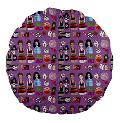 Drawing Collage Purple Large 18  Premium Flano Round Cushions