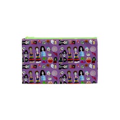 Drawing Collage Purple Cosmetic Bag (xs)