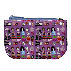 Drawing Collage Purple Large Coin Purse by snowwhitegirl