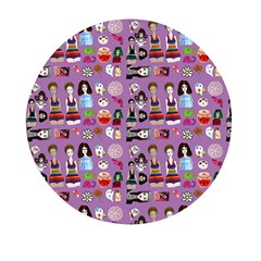 Drawing Collage Purple Mini Round Pill Box (pack Of 5)