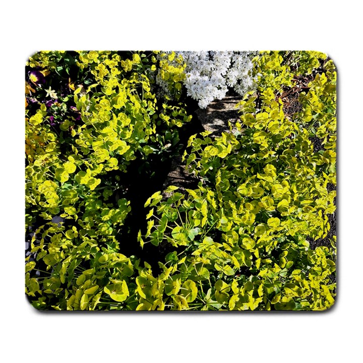 Acid green patterns Large Mousepads