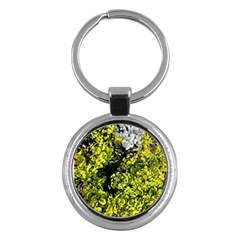 Acid Green Patterns Key Chain (round) by kaleidomarblingart