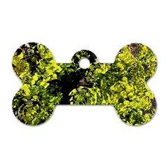 Acid Green Patterns Dog Tag Bone (two Sides) by kaleidomarblingart