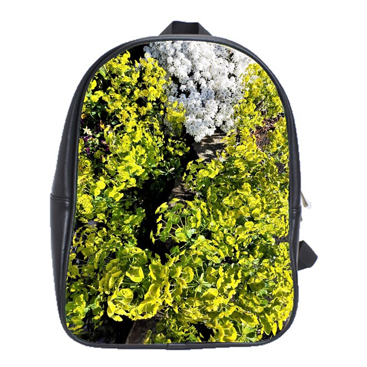 Acid green patterns School Bag (Large)