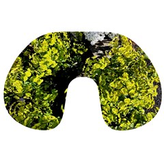 Acid Green Patterns Travel Neck Pillow by kaleidomarblingart