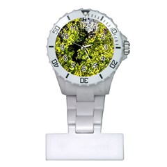 Acid Green Patterns Plastic Nurses Watch by kaleidomarblingart