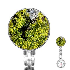 Acid Green Patterns Stainless Steel Nurses Watch by kaleidomarblingart